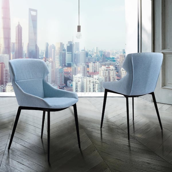 Armen Living Kenna Blue Fabric Dining Chair - Set of 2