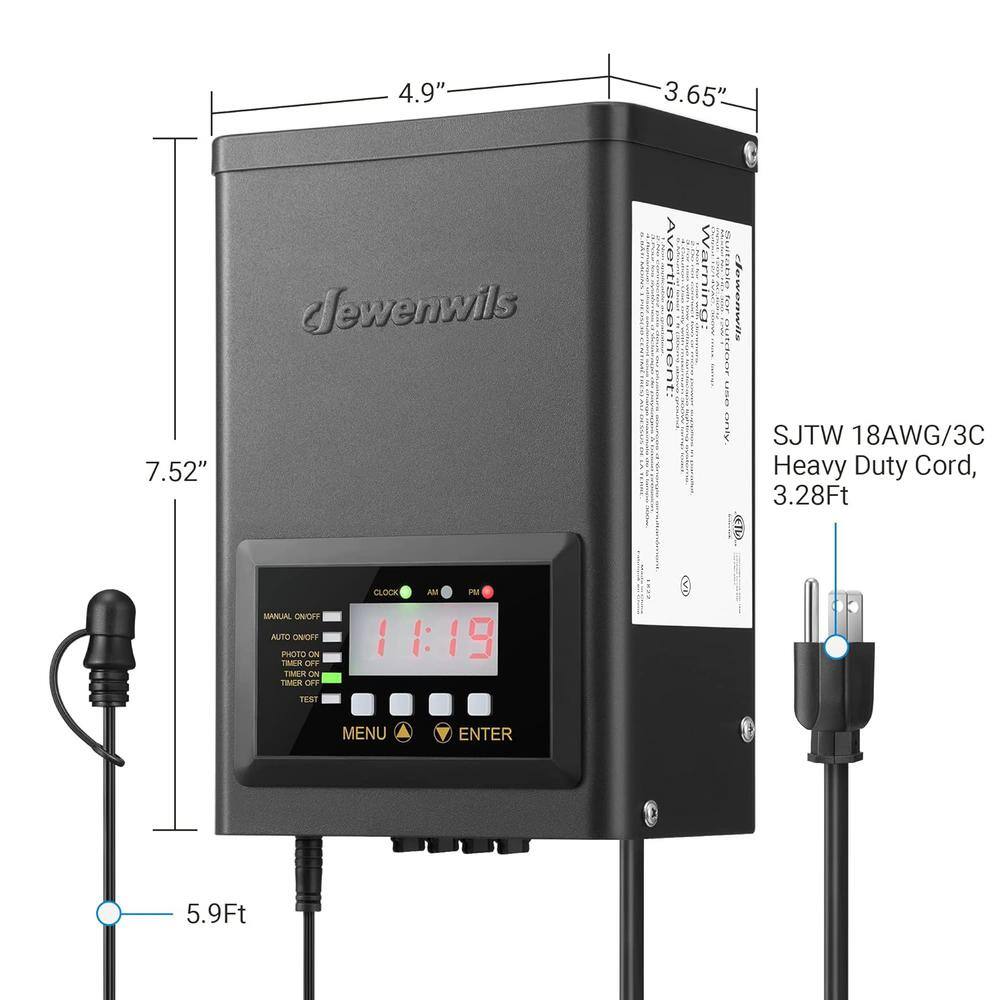 200W Stainless Steel Low Voltage Landscape Transformer with Timer