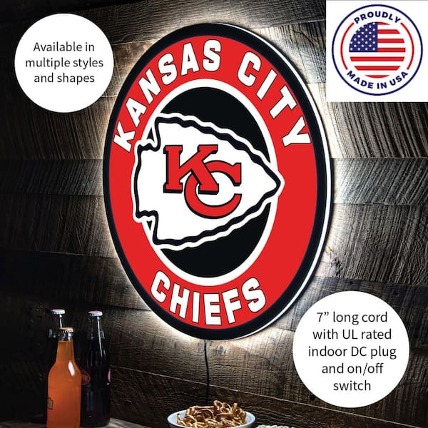 Evergreen Kansas City Chiefs Round 23 in. Plug-in LED Lighted Sign  8LED3815RD - The Home Depot