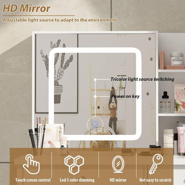 FUFU&GAGA 5-Drawers White Makeup Vanity Sets Dressing Table FUFU&GAGA 5-Drawers White Makeup Vanity Sets Dressing Table