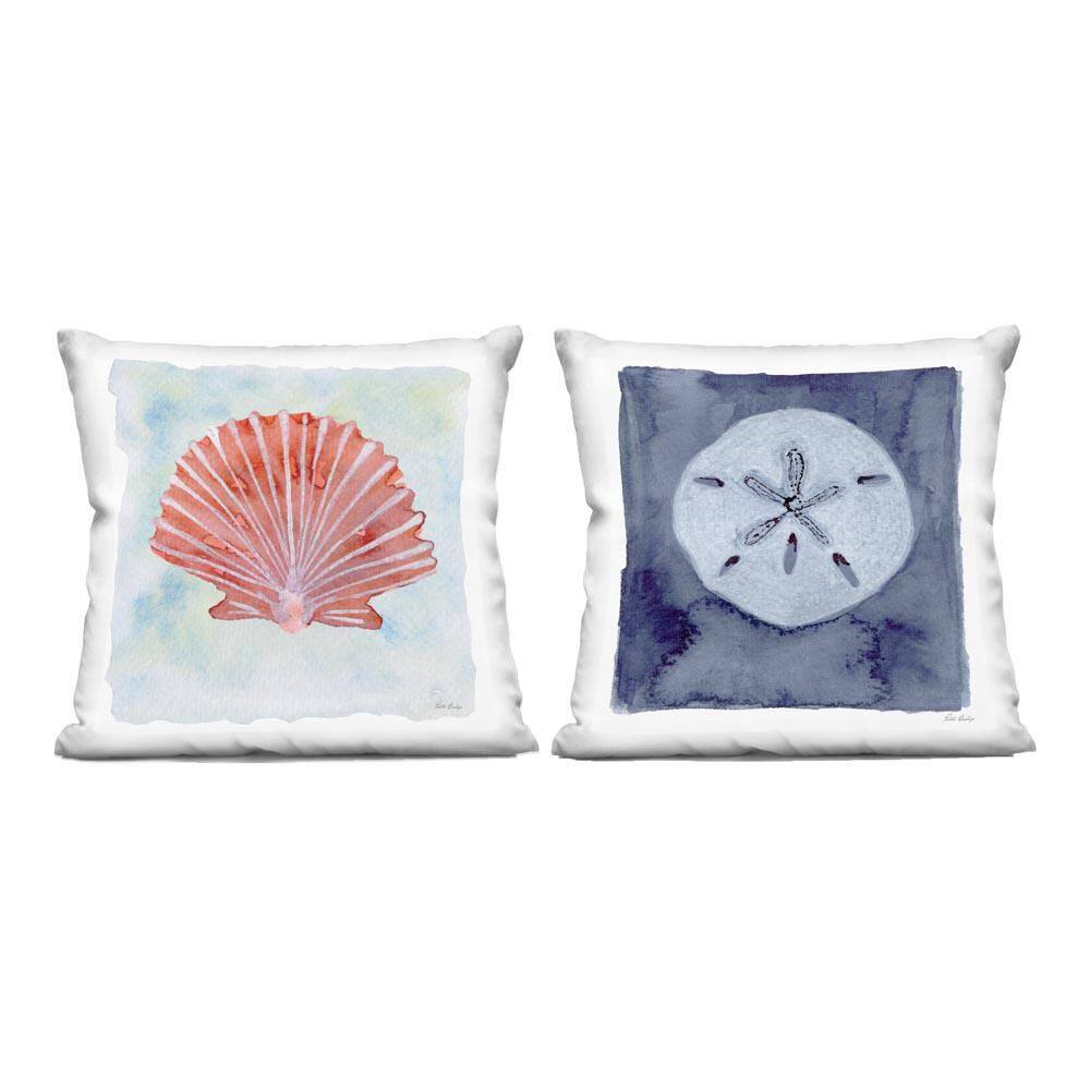 Peach Scallop & White Sand Dollar Red Print Zipper Polyester 18 in. x 18 in. Throw Pillow Set of 2 price history on PriceWatchPro