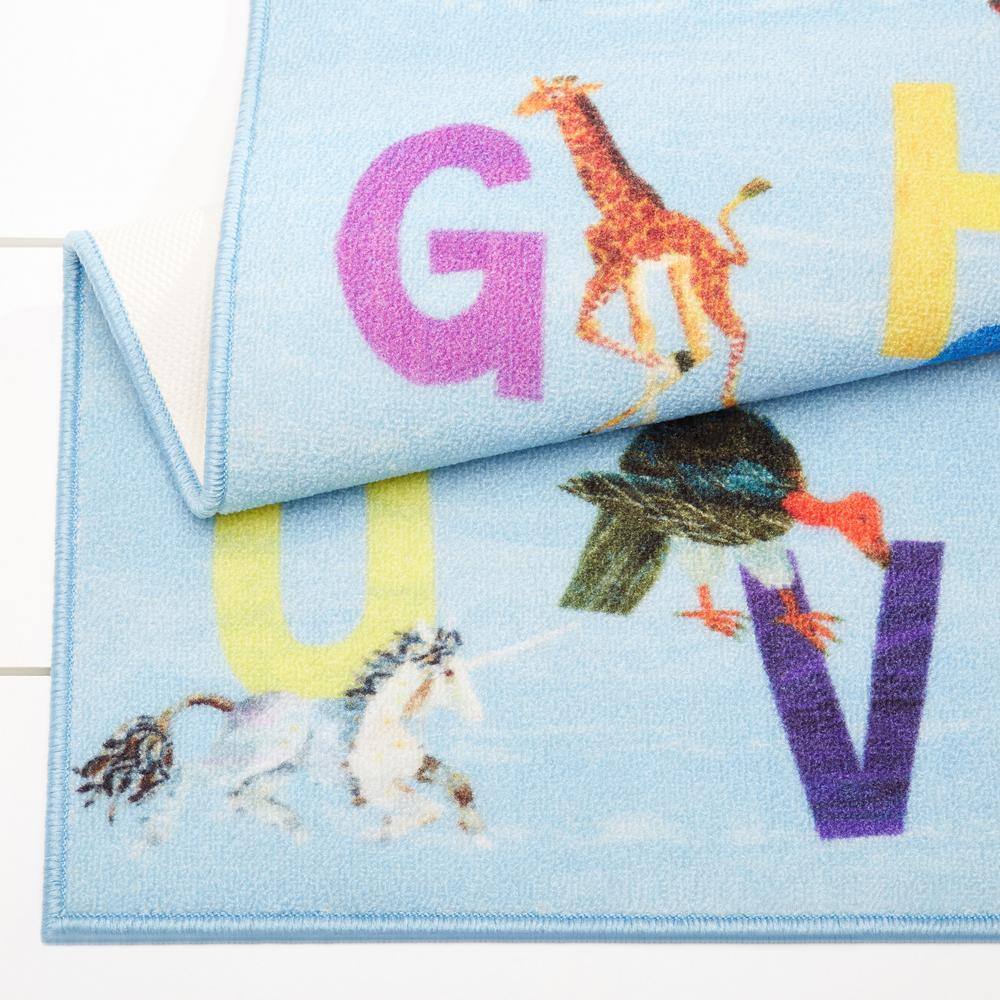 Eric Carle Blue Alphabet Kids Rectangular Nylon Area Rug