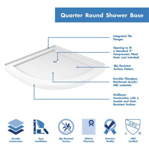DreamLine - Prime 36 in. x 36 in. x 76.75 in. H Sliding Semi-Frameless Corner Shower Kit in Chrome with Base and Back Walls
