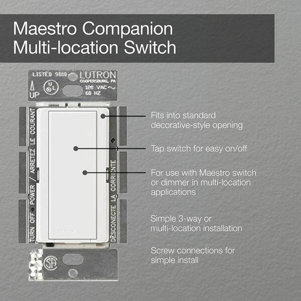 Maestro 8-Amp Multi-Location Companion Switch - White Maestro 8-Amp Multi-Location Companion Switch - White