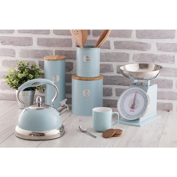 1-Piece Pastel Blue Biscuit Jar, 3. 4L Cookie Storage, Airtight Seal, Sustainable Bamboo Lid Compact Kitchen Canister