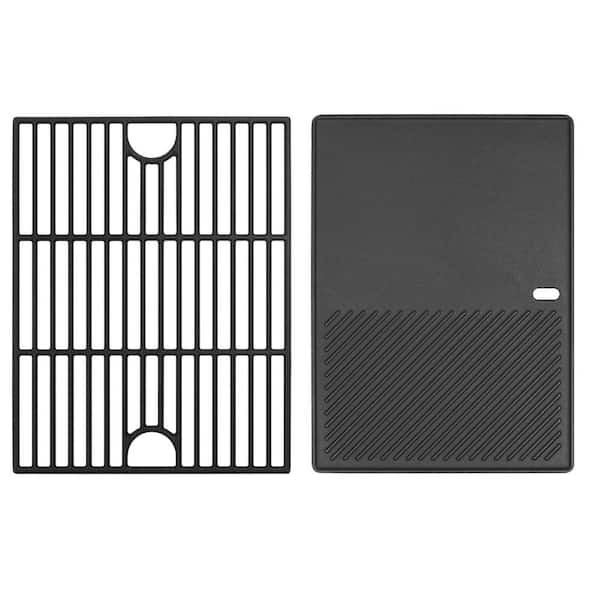 17 in. Matte Cast Iron Grill Grates and Griddle Replacement Set for 5-Burner Nexgrill, Kenmore, and Uniflame Grills