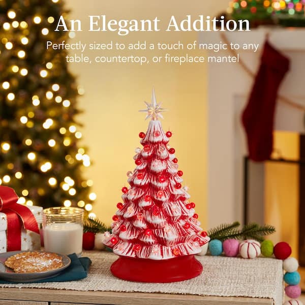 15in Pre-lit Hand-Painted Ceramic Tabletop Christmas Tree - Holiday  Decoration White Lights - Perfect Centerpiece for Your Christmas Indoor