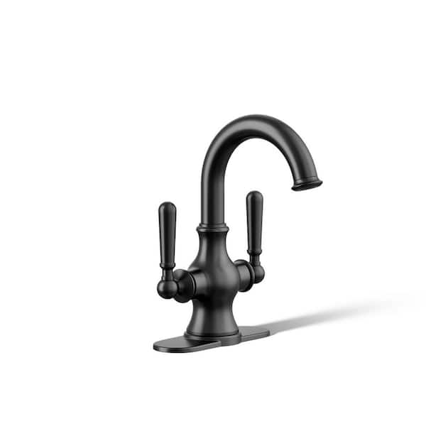 KOHLER Capilano Monoblock 4 in. Centerset 2-Handle Bathroom Faucet in Matte Black