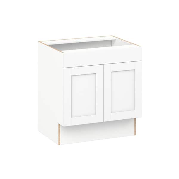 J COLLECTION Milton 30 in. W x 24 in. D x 32.5 in. H Assembled Shaker Accessible ADA Sink Base Kitchen Cabinet in Bright White