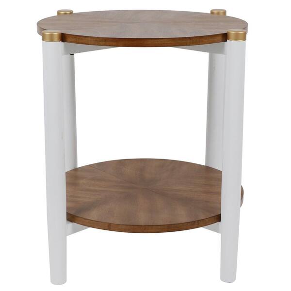 Decor Therapy Gabby White and Wood Two-Tone Side Table