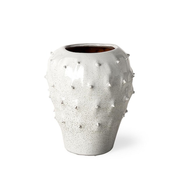 Julian Small Glossy White Ceramic Spoked Vase