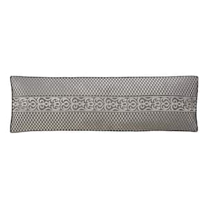 Blythe Silver Polyester Damask Bolster Decorative Throw Pillow 15 in. L X 52 in. W