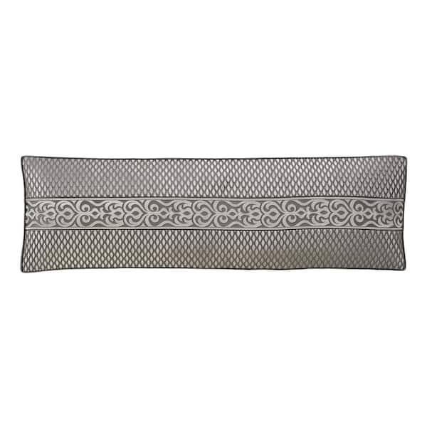 Unbranded Blythe Silver Polyester Damask Bolster Decorative Throw Pillow 15 in. L X 52 in. W