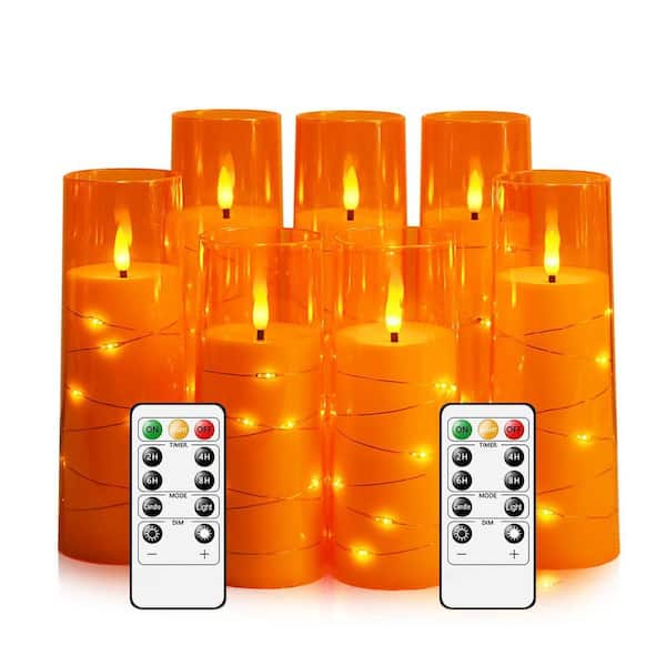 Orange Flameless LED Candles with Timer (Set of 7) TG0116 - The