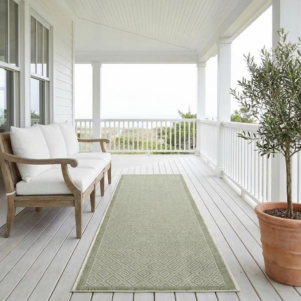 Monaco Sea Pier Sand-Sea Mist 2 ft. x 8 ft. Indoor/Outdoor Runner Rug