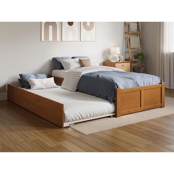 AFI Concord Light Toffee Natural Bronze Solid Wood Frame Twin XL Platform Bed with Footboard and Twin XL Trundle