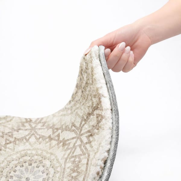 Dream Shag Premium Machine Washable Abstract ADS619 Ivory 3 ft. x 5 ft. Area Rug