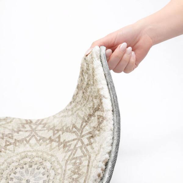 Dream Shag Premium Machine Washable Abstract ADS619 Ivory 5 ft. x 7 ft. 6 in. Area Rug