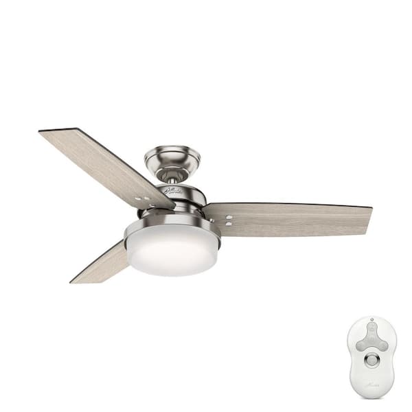 Hunter Sentinel 44 In Indoor Brushed Nickel Ceiling Fan With Light Kit And Remote Control 50394 The Home Depot - Hunter 44 Dempsey Brushed Nickel Ceiling Fan With Light Kit And Remote