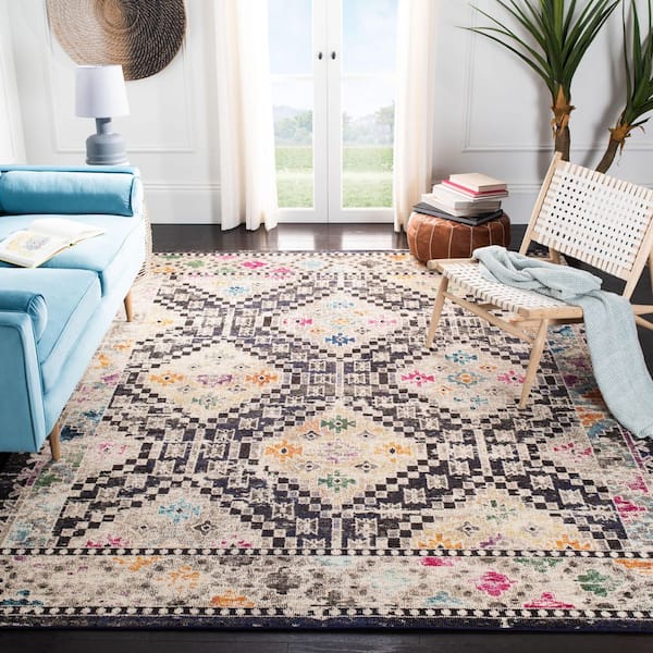 Madison Black/Yellow 10 ft. x 14 ft. Geometric Medallion Area Rug