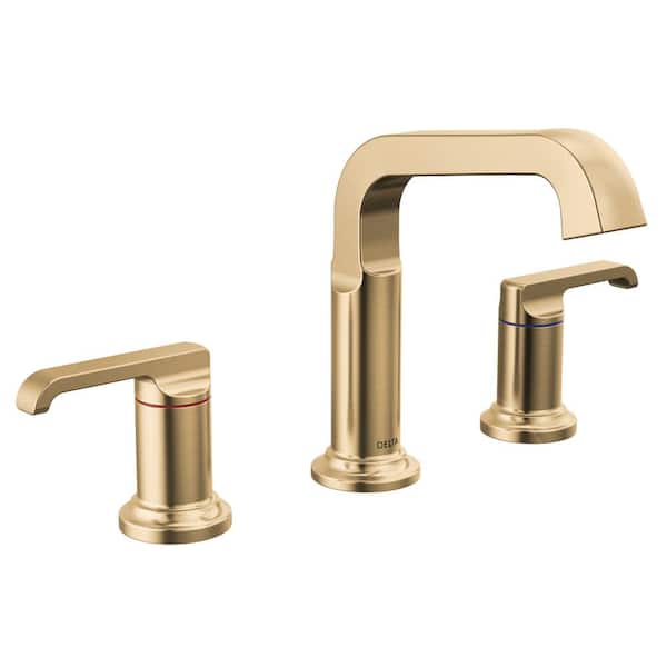 Delta Tetra 8 in. Widespread Double-Handle Bathroom Faucet in Lumicoat Champagne Bronze