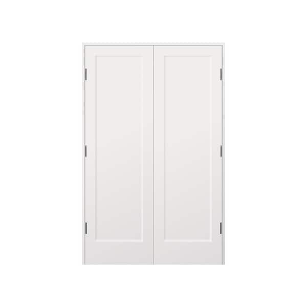 60 in. x 84 in. Universal/Reversible Solid Core Wood Primed Composite Double Prehung French Door Satin Nickel Hinges