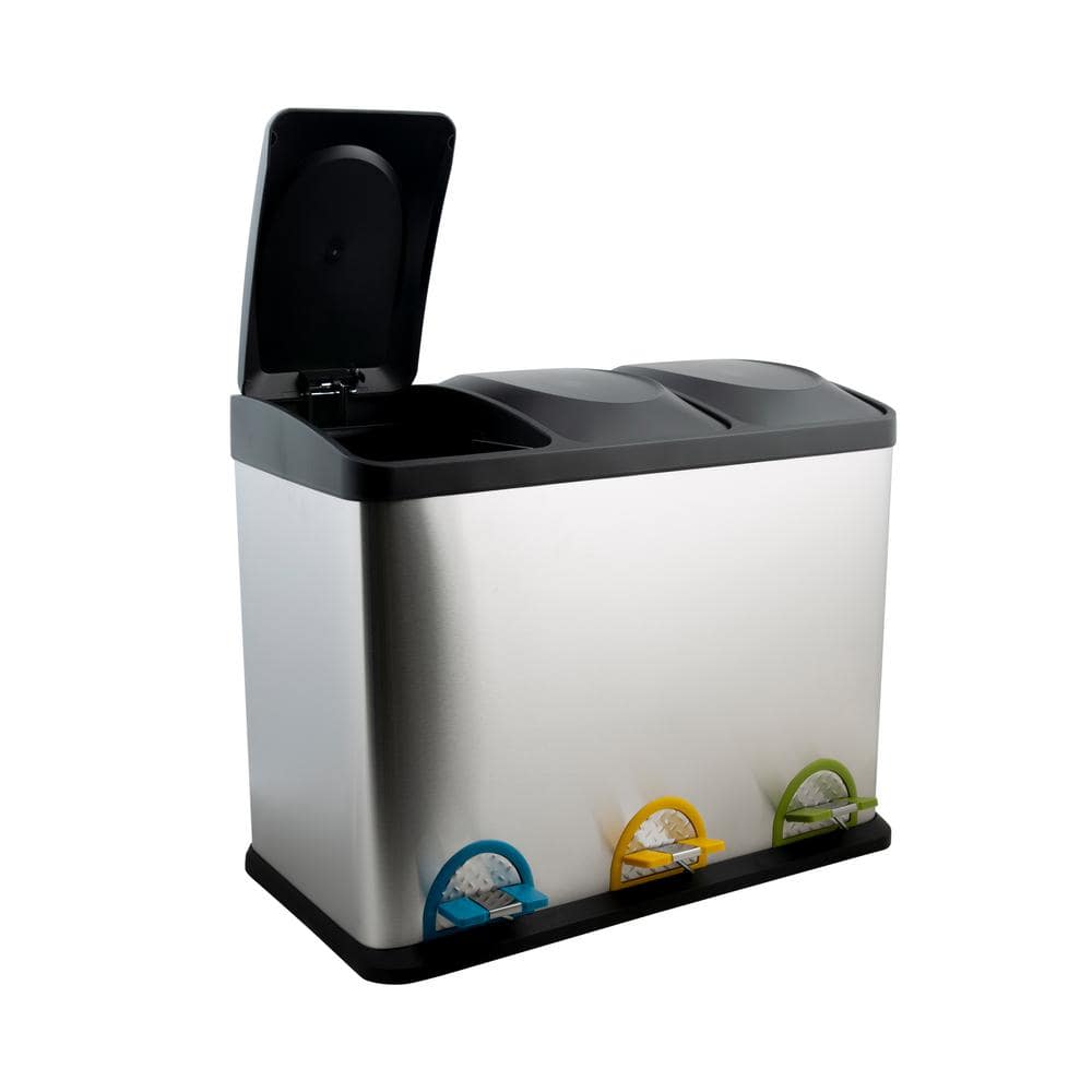 Stainless Steel 45 Liter Black Pedal Kitchen Recycling Bin