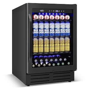 24 in. 180 (12 oz.) Can Built-in/Freestanding Beverage Cooler Fridge with Adjustable Shelves in Black