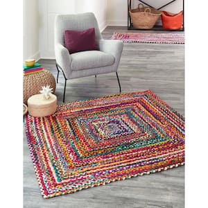 Braided Chindi Layer Multi 5 ft. 1 in. x 5 ft. 1 in. Area Rug