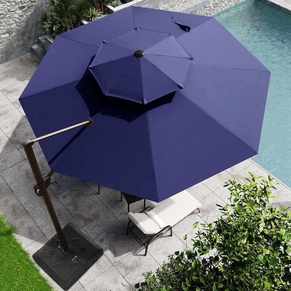 Crestlive Products 11.5 ft. x 11.5 ft. Umbrella Double Top Octagon in Navy Blue