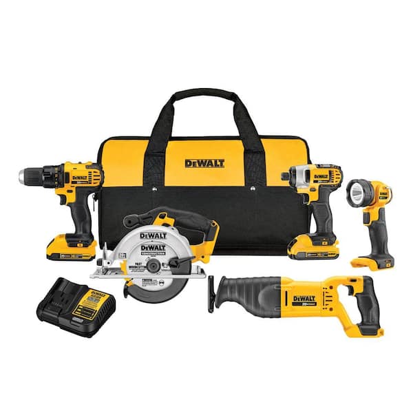DEWALT 20V MAX Cordless 5 Tool Combo Kit with (2) 20V 2.0Ah Batteries and Charger