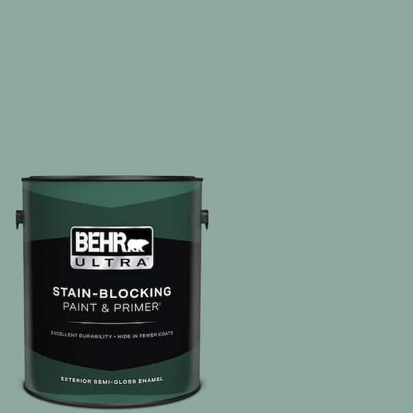 BEHR ULTRA 1 gal. #S430-4 Green Meets Blue Semi-Gloss Enamel Exterior Paint & Primer