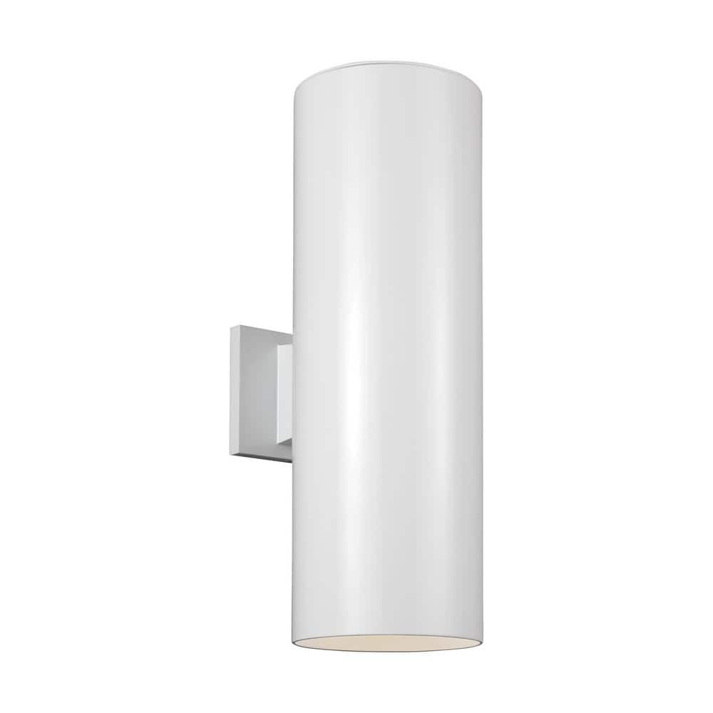 Cylindrical White Tempered Glass Dimmable Sconce - 2 Light