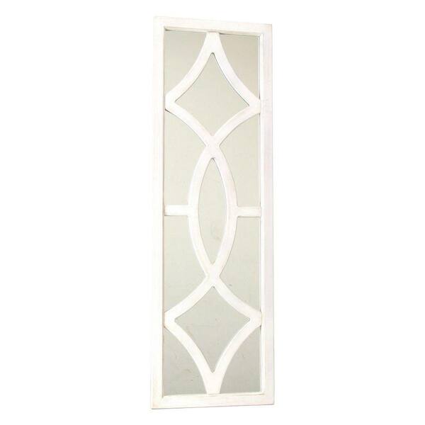 Benjara 19 in. W x 3 in. H Wooden Frame White Wall Mirror