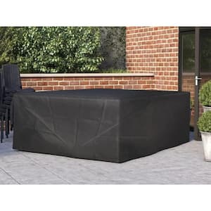 Seasons 106 in. x 28 in. Black Square Patio Set Cover