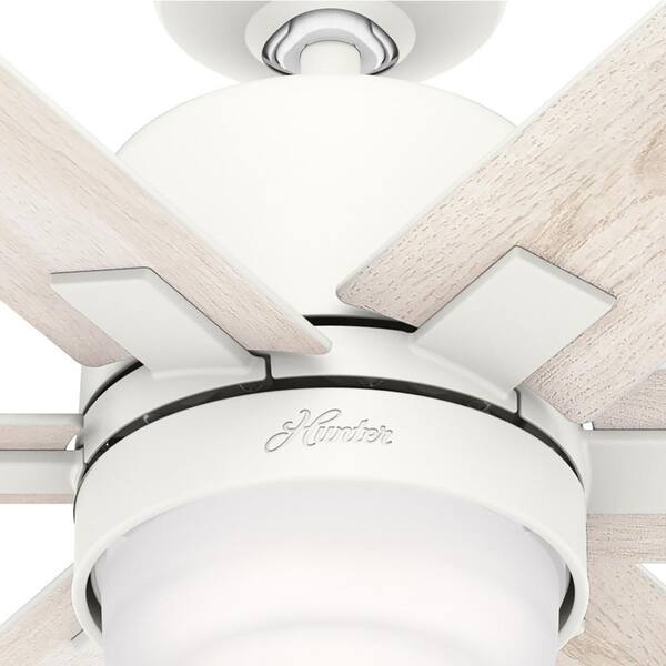 Hunter - Radeon 44 in. Indoor Matte White Smart Ceiling Fan with Light Kit and Wall Switch