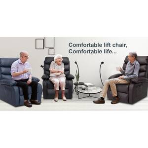 Blue Elderly Assisted Standing Electric Lift Chair, Electric Lift Assist with Mobile Phone Stand and Remote Control