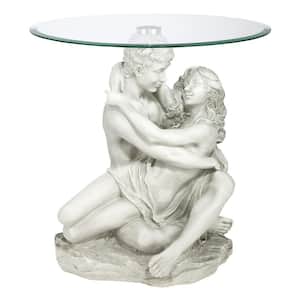 In the Arms of Romance 18.5 in. W Off-White Polyresin Occasional Table