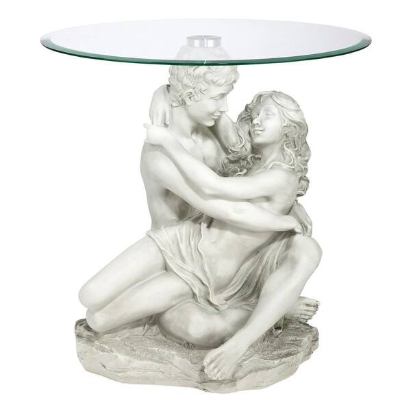 Design Toscano In the Arms of Romance 18.5 in. W Off-White Polyresin Occasional Table
