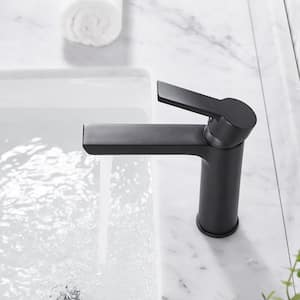 Single Handle Single Hole Bathroom Faucet with Supply Lines and Spot Resistant in Matte Black