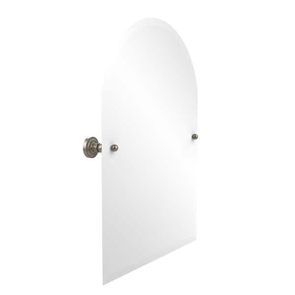 Allied Brass Dottingham Collection 21 in. x 29 in. Frameless Arched Top Single Tilt Mirror with Beveled Edge in Antique Pewter