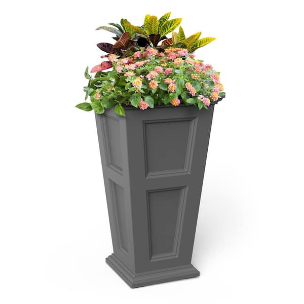 Mayne Fairfield 34 in. Tall Self-Watering Graphite Grey Polyethylene Planter