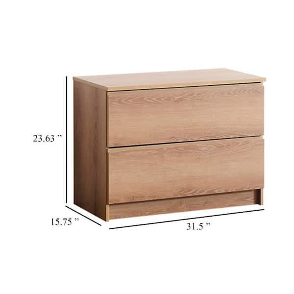Benjara Brown 2-Drawers 31.5 in. Wide Chest of Drawers BM337089