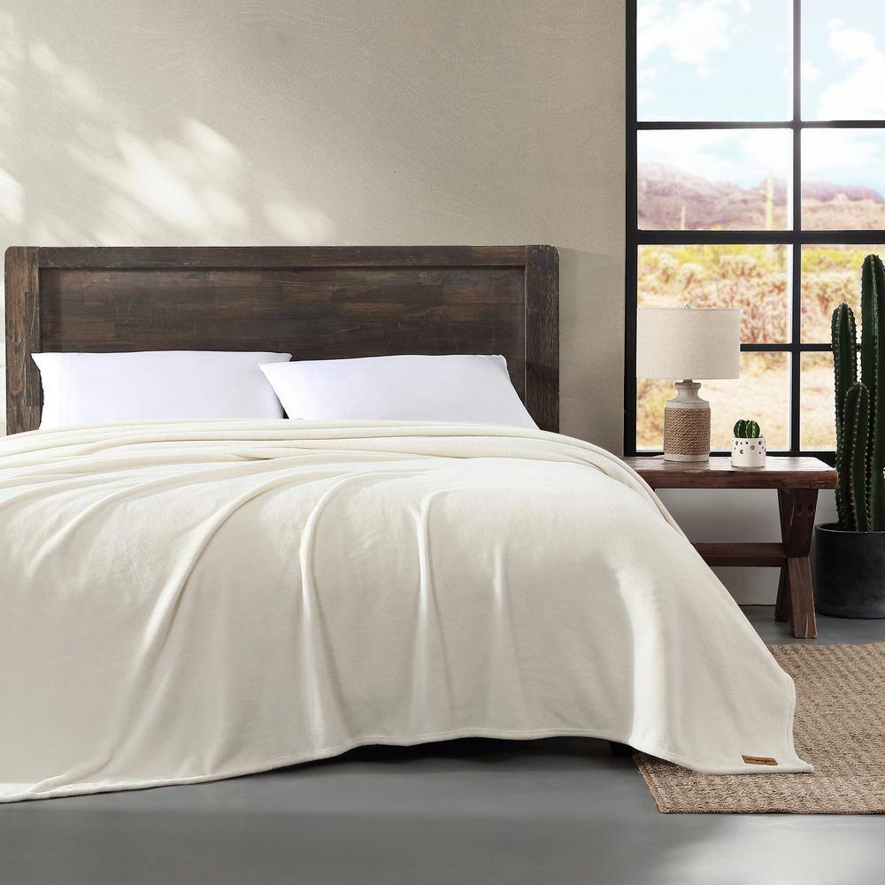 King Ivory Ultra Soft Plush Fleece Reversible Blanket