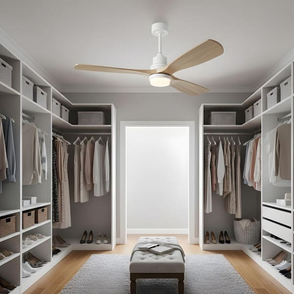 52 in. LED Indoor White Ceiling Fan with Light Kit, Remote Control