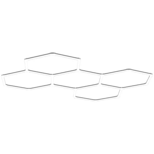 Gen 2 Hexagon Garage LED Light 5 Grids 168W -Watt 6500K White Garage/Shop Shop Light 5-Pack