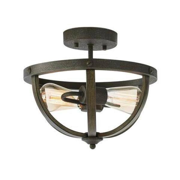 Home Decorators Collection Keowee 13 in. 2-Light Artisan Iron Semi