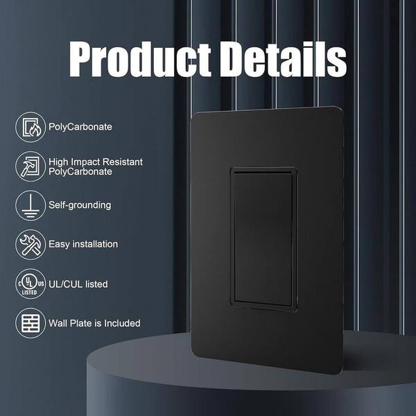 Lukyamzn 15 Amp Single Pole Decorator Light Switch with Screwless