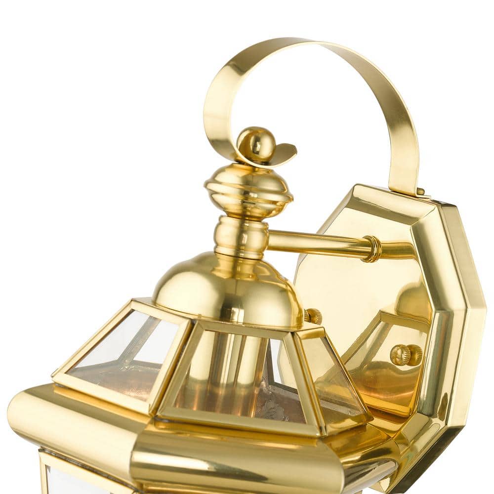 Georgetown Polished Brass Dimmable Wall Lantern with Clear Glass