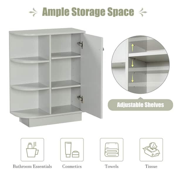 White Shelf Cabinet with Adjustable Plates Ample Storage Space